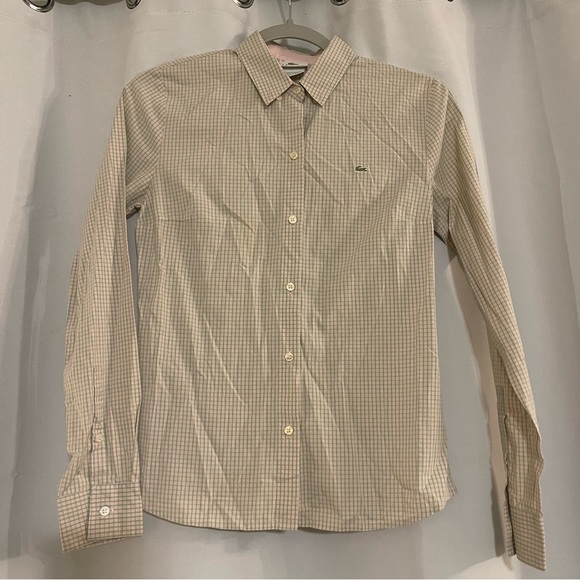 Lacoste Women’s Checkered Collared Button Up Long Sleeve - Picture 1 of 3